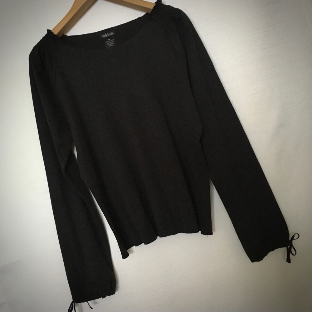 Willi Smith Knit Feminine Black Top